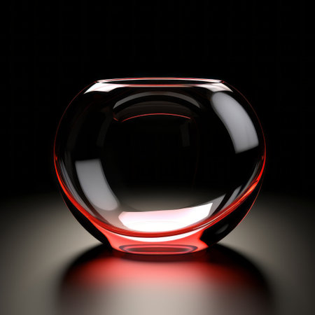 a glass vase with a white speckle pattern sits on a black surface, showcasing a luminous 3d effect. captured through backlit photography with a fish-eye lens, this image boasts an 8k resolution, highlighting its minimalistic serenity. the vase resembles a gemstone, adding an elegant touch to any space. ai generatedの素材