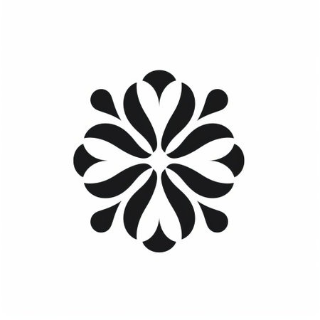 a small icon showcasing an ornamental flower design, inspired by abstract minimalistic compositions. this icon draws influence from criterion collection, georg jensen, repetition and pattern, logo design, lucio fontana, and monochrome simplicity. ai generatedの素材