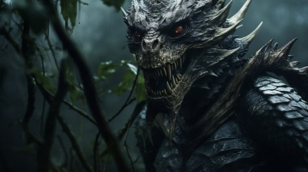 a fierce 10k dragon roams through a mystical forest in this captivating 3d wallpaper. with a monster tibura hd wallpaper style, it showcases the power and intensity of the dragon's strong facial expression. the dark and gritty subject matter adds depth to the dynamic action scenes, creating an immersive experience. this stunning artwork is reminiscent of the sony fe 24-70mm f28 gm lens, capturing everyの素材