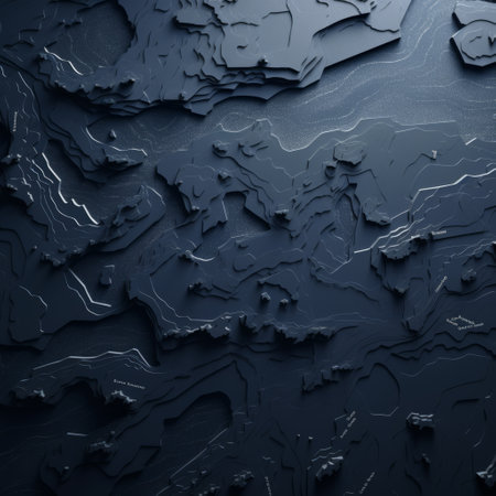 3d seamless abstract background featuring a combination of ocean and land elements. the design showcases a dark black and indigo color scheme, reminiscent of the frostpunk style. the organic formations and low depth of field add depth to the image, while subtle surface decoration and an impasto technique create a textured effect. the squiggly line style further enhances the overall visual appeal. ai generatedの素材