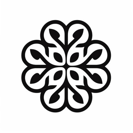an abstract flower pattern with a star motif in black and white, inspired by byzantine-style iconography. this logo design showcases clever use of negative space and intricate ornamentation, reminiscent of bentwood and leaf patterns. perfect for those who appreciate unique and artistic designs. explore this captivating pattern on furaffinity. ai generatedの素材