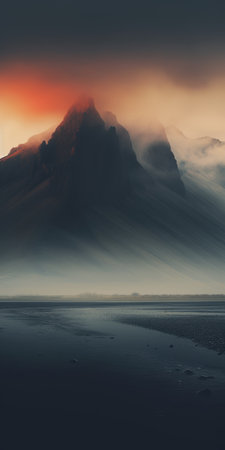 a stunning photograph captured by johannes voss, showcasing a picturesque coastline with majestic mountains in the background. this visually captivating image, which won the unsplash contest, is a masterpiece of visual art. with its front-facing perspective, it exudes nostalgic vibes and is perfect for a high-quality 4k vertical wallpaper. the sparsely populated iceland beach adds to the allure of this hq 4k phone wallpaper. aiの素材