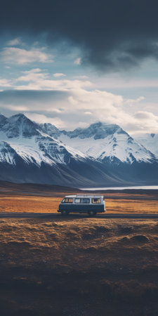 a stunning photograph captured by johannes voss, showcasing a plain with majestic mountains in the background. this visually captivating image, which won the unsplash contest, is a masterpiece of art. with a front-facing perspective, it exudes nostalgic vibes and portrays the sparsely populated beauty of the icelandic steppe. perfect as a high-quality 4k vertical wallpaper for your phone, it is a true gem discovered onの素材