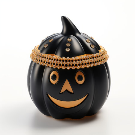 a halloween mug design, rendered in 3d for ipad, showcases a luxurious opulence with a touch of naive charm. the design draws inspiration from smilecore, jewelry by painters and sculptors, and features richly layered elements. the light black color and toy-like proportions add a unique twist to this halloween-themed mug. ai generatedの素材