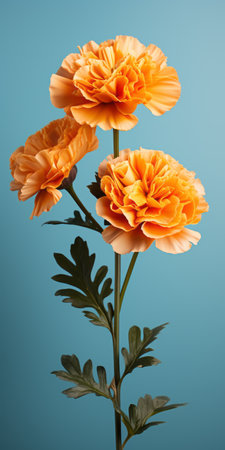 a minimalist mobile wallpaper showcasing a stunning marigold flower in sharp focus, set against a beautifully blurred background. this wallpaper is designed to enhance the visual experience on exceptional and vizio p-series quantum x devices, adding a touch of elegance to your screen. ai generatedの素材