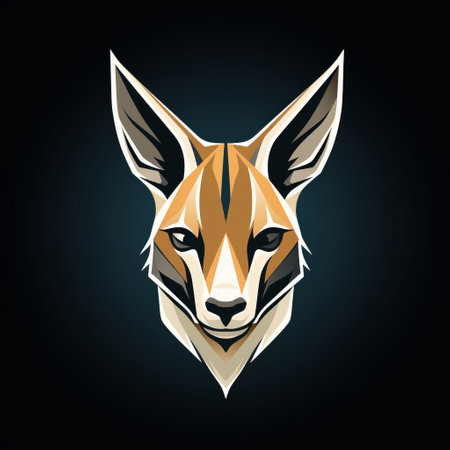 a cheetah head illustration in yellow and white stands out against a black background. the artwork showcases a colorful geometry style with dark gray and amber tones. the smooth surface of the design gives it a sleek and modern look, making it suitable for logos and technological themes. the minimalistic canine sculptures in dark teal and light brown add an artistic touch to the overallの素材