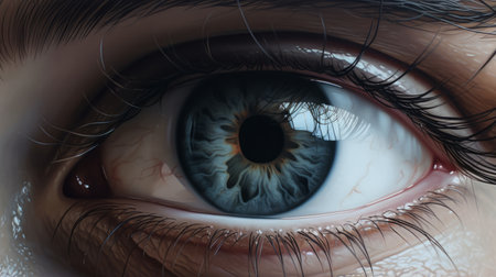 graphic art of someone's eyes by artist otakutaku art, inspired by the style of aleksi briclot. this realistic and hyper-detailed rendering showcases still life realism with a color palette of light indigo and light gray. the artwork features detailed anatomy and highly detailed illustrations, reminiscent of the works of lucio fontana. ai generatedの素材
