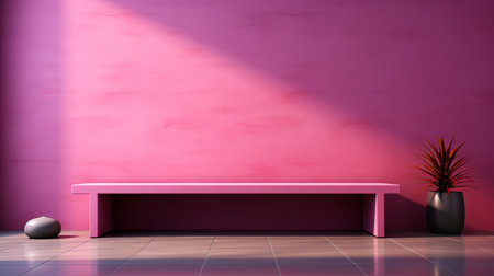 the pink wall captures a vibrant beam of sunlight, showcasing the stunning use of light and shadow in the style of vray tracing. this digitally enhanced photograph exudes simplicity and features a monochromatic color palette. with its tabletop photography approach, it evokes a sense of romantic emotivity. rendered in cinema4d, this image is a visual treat. ai generatedの素材