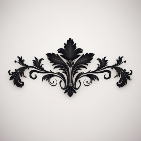 a black and red ornate floral border on a gray background stock illustrator, featuring a wall sculpture and installation style. the design showcases a minimalistic yet detailed approach with a sculptural form and realistic attention to detail. the backlight adds depth and enhances the rococo-inspired aesthetic. ai generatedの素材