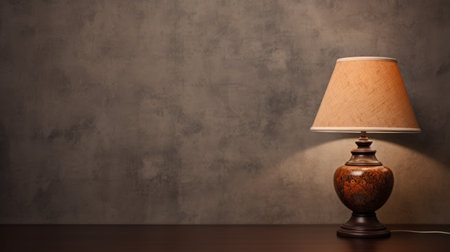a light lamp illuminates a white table in the dark, showcasing a post-apocalyptic backdrop with earth tones. the digitally enhanced image features a mix of dark brown and gray hues, creating a bold traditional aesthetic. subtle chromatism adds depth to the scene, while an old-world charm permeates the overall composition. ai generatedの素材