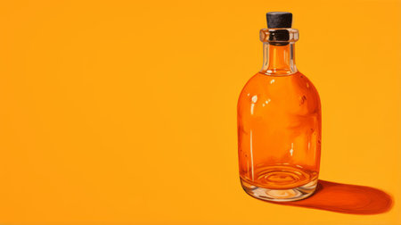 an orange whisky bottle, with a saturated color field style, stands out against a minimalist background. this witchy academia-inspired photo showcases the beauty of glass and ceramics. created using darktable processing and a soft-focus technique, it exudes a mesmerizing charm. perfect for lovers of animated gifs and captivating visuals. ai generatedの素材