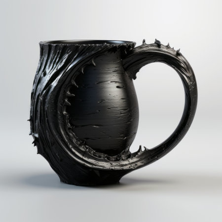 sabotaged coffee cups 3d print 22 showcases a dark and brooding designer's style, with precisionist art elements. this uhd image captures flowing textures and features spherical sculptures. the sharp brushwork adds depth to the composition, while the use of the rodenstock imagon 300mm f58 lens enhances the overall visual impact. ai generatedの素材