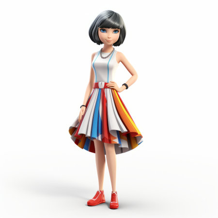 the little rock mermaid evie doll is a photorealistic character model inspired by the style of neo-geo minimalism. with vibrant color stripes and a stylish costume design, this uhd image showcases eye-catching compositions. created by toyo ito, this colorful doll is a must-have for collectors and fans alike. ai generatedの素材