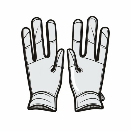 two pairs of silver gloves, designed with graphic black outlines, are displayed on a white background. these industrial-style gloves have a transparent-translucent medium, resembling sheet film. they are handheld and commonly used for auto body works. the gloves have a distinct comic/cartoon aesthetic. ai generatedの素材