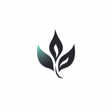 a leaf type logo vector graphic, designed in a sleek and stylized manner, showcases the essence of nature. the dark teal and light black color scheme, along with the matte drawing style, adds a calm and serene beauty to the logo. against a white background, the light black and gray elements merge seamlessly, creating an eye-catching visual. ai generatedの素材