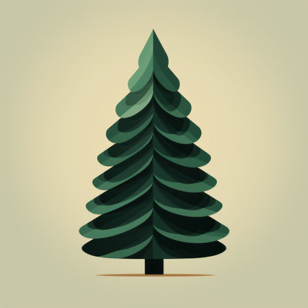 a 3d vector christmas tree adorned with a red ornament stands out against a dark green and dark beige minimalist monochromatic landscape. the flat design features limited shading, bentwood elements, soft gradients, and abstract minimalism. the tree is set against a smokey background, creating a visually captivating composition. ai generatedの素材