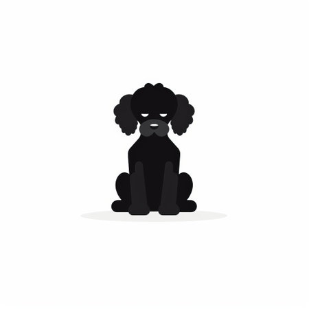 a minimalistic vector icon of a poodle sitting in a side view pose. this flat icon features a solid black fill, with no background, and is isolated on a white background. the icon is full size and created in a simple, clean style. perfect for use on websites, apps, or any design project. ai generatedの素材