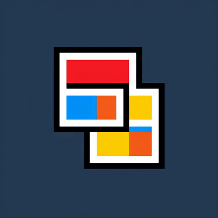 a photo of a redsquares responsive design app is showcased in this abstract geometric composition. the vibrant colors of orange and blue create a visually striking contrast. the cartoon abstraction style is reminiscent of de stijl and windows xp. the gray and amber tones add depth to the unique framing and composition of the image. ai generatedの素材