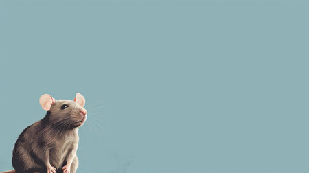 a rat perched on a minimalist blue background, showcasing abstract cats and innovative page design. the light emerald and maroon hues add a touch of vibrancy to this 32k uhd image. the gray and beige tones create a harmonious contrast, making this photo a captivating addition to any collection. available on flickr. ai generatedの素材