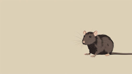 a high-definition wallpaper photo featuring a simple rat in the style of nostalgic minimalism. this graphic novel-inspired image showcases the use of light black and brown tones, creating a unique and captivating aesthetic. the uhd image is meticulously detailed, showcasing the personality of celebrity portraits. ai generatedの素材