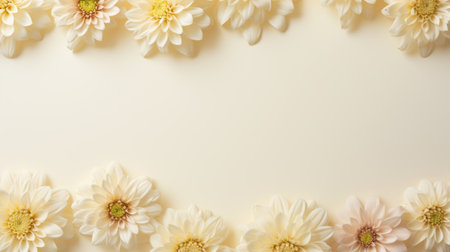 a bunch of daisies is showcased in this uhd image, featuring a soft textured background in light beige and light amber. the image captures paper sculptures with elaborate borders, subtle color variations, and a touch of japanese minimalism. these vibrant stage backdrops add an artistic touch to the overall composition. ai generatedの素材