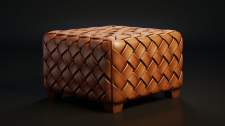 a hyperrealistic ottoman chair with weaving leather elements, designed using octane render for a clean and elegant look. the chair is isolated on a white background, showcasing its high detail and intricate textures. with a resolution of 16k, this ottoman is a stunning piece of furniture. ai generatedの素材