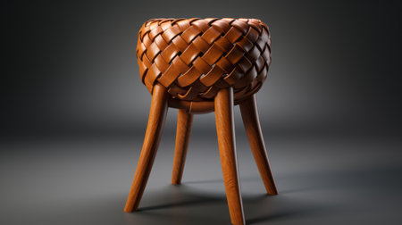 a hyperrealistic stool with weaving leather elements, designed using octane render for a clean and elegant look. the chair is isolated on a white background, showcasing its high detail and detailed textures. with a resolution of 16k, this stool exudes sophistication and style. ai generatedの素材
