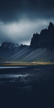 a stunning photograph captured by johannes voss, showcasing a picturesque coastline with majestic mountains in the background. this visually captivating image, which won the unsplash contest, is a masterpiece of visual art. with a front-facing perspective, it exudes nostalgic vibes and offers a sparsely populated view. perfect as a 4k vertical wallpaper for your phone, it is a true gem in the world of icelandの素材