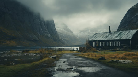 a hidden installation nestled in the arctic region of esvalva, norway, known as the world seed bank. the scene captures a guarded entrance, shrouded in mystery and secrecy, where a select few ensure the safety of global seeds in the event of a catastrophe. ai generatedの素材