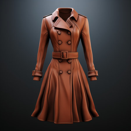 a brown real-life trench coat model 3 is showcased in this hyper-detailed rendering. the feminine subjects are beautifully portrayed with a thick impasto texture, giving the artwork a unique terracotta feel. created using zbrush, the moody monotones add depth and intensity to the overall composition. this art piece is a true masterpiece by artgerm. ai generatedの素材