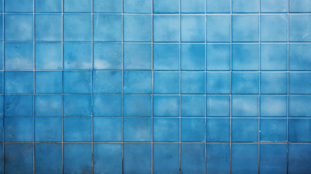 blue tile wall with a chequered pattern creates a visually appealing flat background for a garage floor. the texture of the ceramic wall and floor tiles adds depth to the mosaic background in the garage. ai generatedの素材