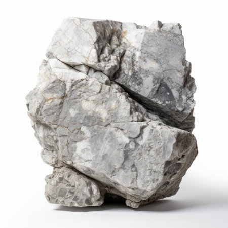 stone isolated on white in a 3d rendering, resembling a site-specific installation. the raw vulnerability of this sculptural installation by a recycled artist is evident in its creased, crinkled, and wrinkled appearance. the found-object-centric approach adds an unapologetic grit to the overall composition. ai generatedの素材