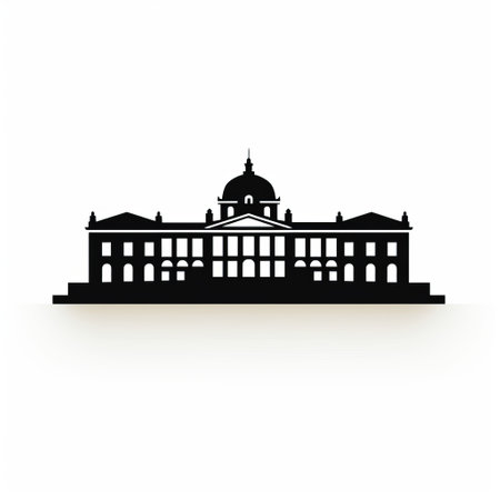 a black house logo on a white background vector, inspired by the berlin secession style. this minimalist design draws influence from depictions of aristocracy and the helsinki school, showcasing classical landscapes. although it is a low-resolution image, it still captures the essence of simplicity and elegance. this photo is associated with the associated press. ai generatedの素材