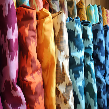 ikat fabric is a traditional textile known for its vibrant colors and intricate patterns. this handwoven fabric is created using a resist dyeing technique, resulting in unique and eye-catching designs. with its rich cultural heritage and global popularity, ikat fabric is a must-have for fashion enthusiasts and interior designers alike. ai generatedの素材