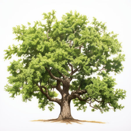 a tree illustration, abstract and isolated on a white background, inspired by the styles of kadir nelson and raphael lacoste. this stunning artwork showcases a remarkable level of realism and attention to detail, reminiscent of plein-air paintings by olive cotton. the accuracy and intricate detailing of this piece are truly remarkable. ai generatedの素材