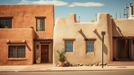 buildings with an authentic look, rendered in maya, showcasing american mid-century design. these traditional street scenes capture the essence of national geographic photography. the beige buildings stand out against the isolated landscapes, creating a captivating visual inspired by folklore. ai generatedの素材
