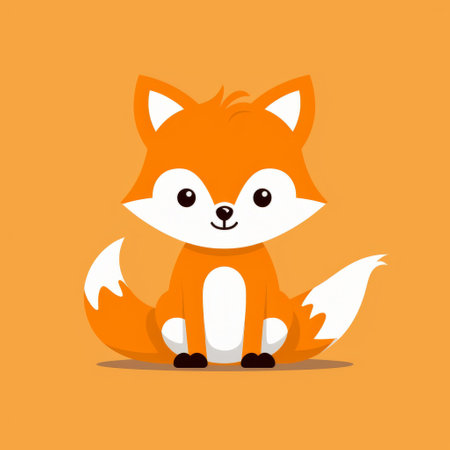 a cute brown fox in a dark orange and white colored cartoon style. this high-definition image is perfect for desktop computers or phones. the character design is emphasized with soft gradients and simple, colorful illustrations. find this adorable fox on flickr. ai generatedの素材