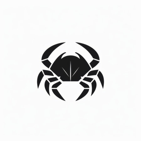 a crab logo template suitable for any business, featuring a monochromatic graphic design with futuristic shapes. the logo incorporates psychological phenomena illustrations, showcasing a horror-inspired aesthetic. with its minimalist spare simplicity and low resolution, this logo exudes a unique and captivating appeal. ai generatedの素材