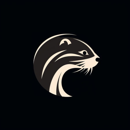 a shrew vector image icon, featuring abstract cat-like elements in dark black and light beige colors. the strong facial expression adds character to the design, while the elegant use of negative space creates a visually appealing composition. this graphic design inspired icon is perfect for furaffinity enthusiasts. the matte finish enhances the overall aesthetic of the photo. ai generatedの素材