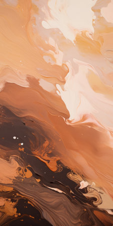 a photo capturing the beauty of watery splashes in shades of orange and brown, resembling minimalistic brushstrokes. the detailed imagery showcases a combination of light pink and dark brown hues, creating a mesmerizing effect. the liquid light emulsion adds a touch of elegance, while the fluid figures and color field minimalism bring a sense of movement and tranquility. ai generatedの素材