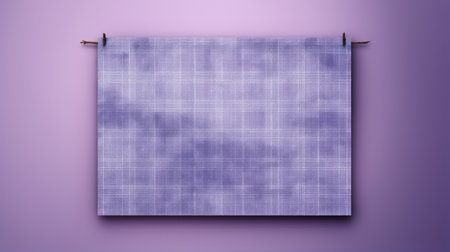purple checkered wallpaper adorns the wall, featuring translucent layers and a canvas-like appearance. the style is reminiscent of text-based installations and lightbox art, with delicate ink lines and depictions of inclement weather. the matte photo finish adds a touch of elegance to this captivating wall design. ai generatedの素材