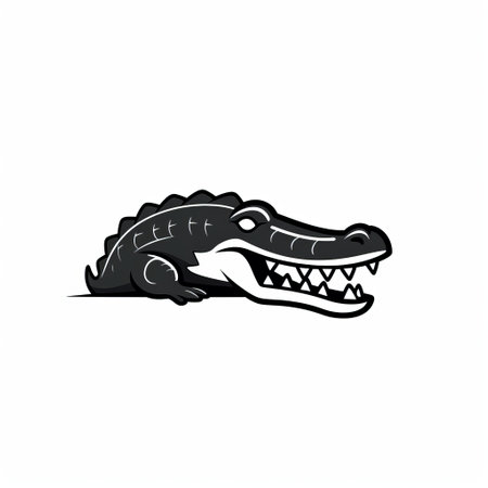 crocodile on white background, a 2d lineal vector icon created by flaticon and showcased on dribbble, behance hd. this icon was crafted using figma, adobe xd, and sketch, with a focus on ux and ui design. it features a crisp and pixel-perfect design, following a minimalistic approach with a black colored outline icon style and a simplistic design. ai generatedの素材