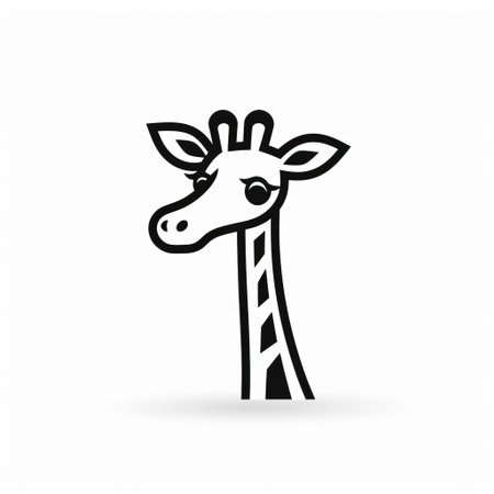 a cute and playful flat vector illustration of a giraffe icon. this animal-themed illustration features abstract and minimalistic black and white sketches with bold lines. the low resolution adds a neo-expressionist touch, while the caricature faces and minimalistic metal sculptures give it a unique charm. this high-quality photo captures the essence of playful doodles. ai generatedの素材