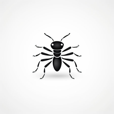 ant on white background, a 2d lineal vector icon created by flaticon and available on dribbble, behance in hd quality. made using figma, adobe xd, and sketch. this ux/ui design features a crisp and pixel-perfect minimalistic black colored outline icon style, showcasing a simplistic design. ai generatedの素材