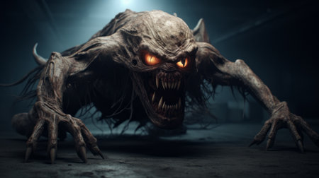 a collection of 2017 gloom game skins wallpapers featuring dark fantasy creatures and intense action scenes. rendered in cinema4d with the zeiss batis 18mm f2.8 lens, these wallpapers showcase hyper-detailed and realistic visuals. the dark white and amber tones add to the intense movement and expression captured in each image. ai generatedの素材