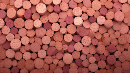 red wine corks background featuring finely rendered textures in light pink and bronze. the colorful woodcarvings create a unique and one-of-a-kind piece. with subtle shades and a matte photo finish, this background showcases the beauty of stained wine corks. ai generatedの素材