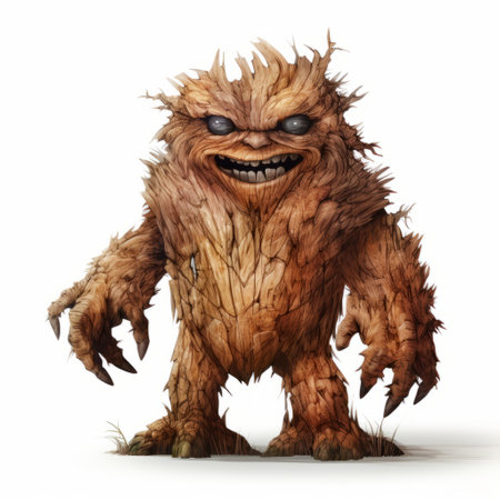 the green creature, known as treetch, is depicted in this photo with spiky mounds resembling realistic rendering. the color palette consists of dark green, white, and brown, creating a visually striking image. the creature's appearance is reminiscent of caricature-like illustrations, adding a touch of whimsy. the photo was created using cryengine and features rough clusters that have been digitally enhanced. ai generatedの素材