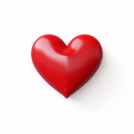 a red 3d heart on a white background, this vector image showcases meticulous photorealistic still life style. with soft edges and blurred details, it captures the essence of romance. created using daz3d and hard surface modeling techniques, the rounded shape and realistic attention to detail make it a perfect choice for romantic illustrations. ai generatedの素材