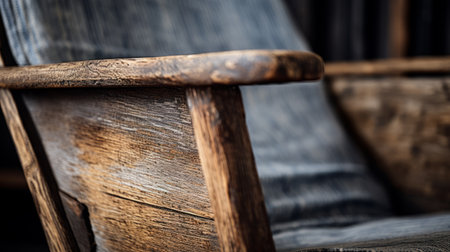 blue background with a rusticcore chair, featuring a natural materials style reminiscent of the western zhou dynasty. captured with the petzval 85mm f22 lens, this danish design showcases earth tones and a thick texture, creating a visually appealing composition. ai generatedの素材