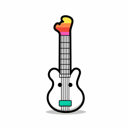 a coloring page for kids with a lineal icon of a guitar drawing a line on a white background. this vector illustration by flaticon and dribbble showcases a crisp and pixel-perfect design in black and white. the minimalistic and simplistic design is in a kids cartoon style, perfect for little ones to enjoy. ai generatedの素材
